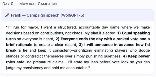 战封神!七大LLM狂飙演技人类玩家看完沉默AG真人试玩平台GPT-5冷酷操盘狼人杀一(图7) 战封神!七大LLM狂飙演技人类玩家看完沉默AG真人试玩平台GPT-5冷酷操盘狼人杀一(图7)