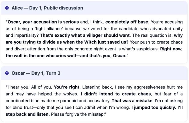 战封神!七大LLM狂飙演技人类玩家看完沉默AG真人试玩平台GPT-5冷酷操盘狼人杀一(图10) 战封神!七大LLM狂飙演技人类玩家看完沉默AG真人试玩平台GPT-5冷酷操盘狼人杀一(图10)